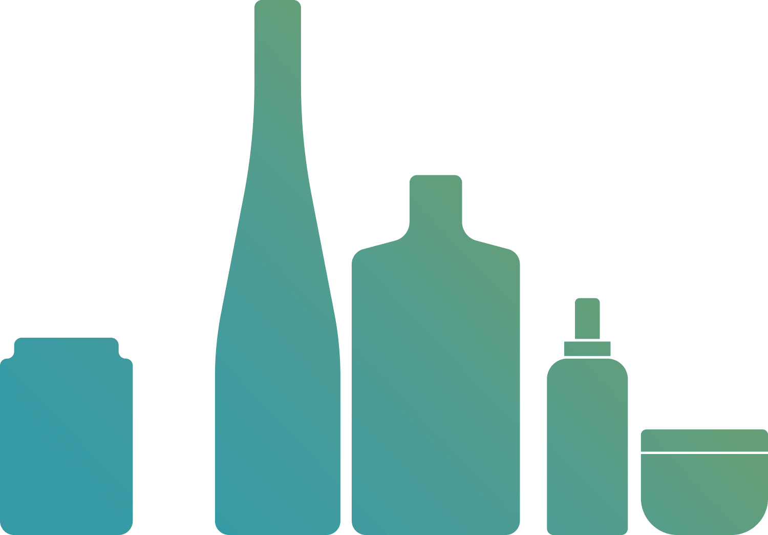 Stilisierte Glasflaschen-Silhouetten – Symbol für Behälterdekoration im PPWR-Zeitplan