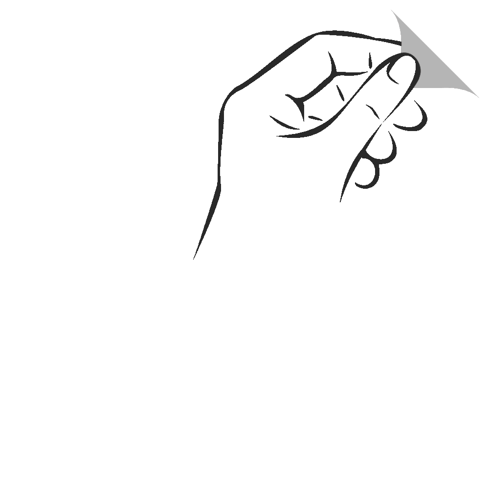 Eine Hand entfernt ein Etikett